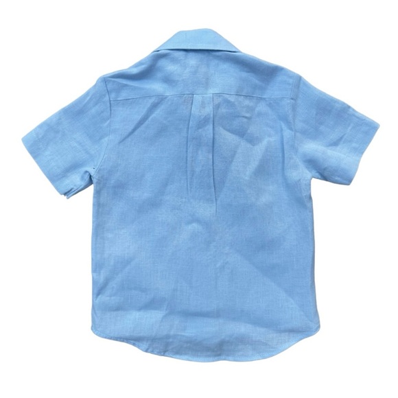 Baliene Boys 2T Linen Short Sleeve André Shirt Baby Blue Stripe Luxury - Picture 3 of 6